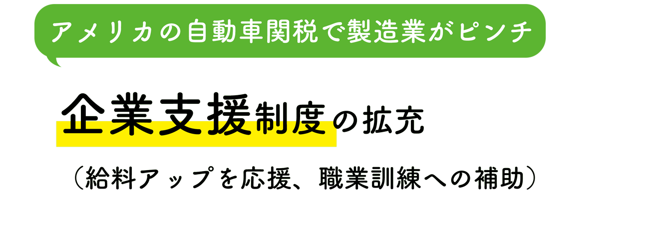 アメリカの自動車関税で製造業がピンチ！ 企業支援制度の拡充（給料アップを応援、職業訓練への補助）